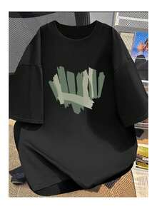 Basic Printed T-Shirt, Loose And Comfortable - Back - View 10