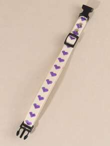 A Thin, Soft Pet Collar With A Purple Heart Jacquard Pattern, Suitable For Kittens And Small Dogs Like Teddy Or Bichon (Not Suitable For Large Dogs) - Purple - View 5