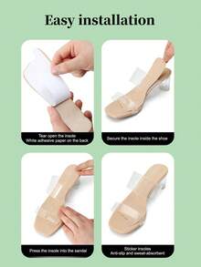 1 đôi lót giày cao gót tự dính mùa hè dành cho nữ, cảm giác mát lạnh, mềm mại, chống trơn trượt, thích hợp cho dép xăng đan mùa hè, giày đế xuồng, giày cao gót trong suốt và các loại giày khác. - Màu be - Xem 8