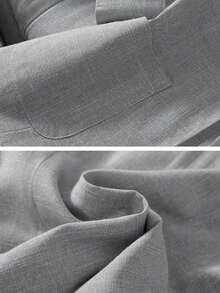 Blazer de lino de 3/4 de manga con cintura ajustable, diseño de botones, adecuado para ir al trabajo, eventos formales, fiestas elegantes, ropa de oficina - Primavera, Verano, Otoño - Gris - Ver 4