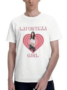 Unisex KATSEYE Daniela "Laforteza Girl" Pink Heart Retro Graphic T-Shirt, K-Pop Idol Cute Print Casual Short Sleeve TeePlayera Blanca Hombre Y Mujer Blusas Casuales Verano Y2k Playeras Basicas Algodón - Blanco - Ver 8