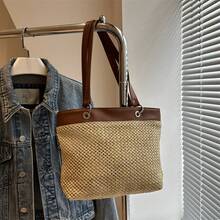 BV Bottega Small Andiamo Bolso de mujer tejido a mano de cuero genuino Bolso de bolso de mano tipo cubo con patrón tejido para mujer, bolso de marca, elegante bolso de mano para señora bolsa de regalo exquisita, bolso de bolso de mano de lujo para mujer, bolso cruzado de moda para mujer, adecuado para chicas, estudiantes nivel universitario damas de oficina, madres de mediana edad para uso diario, compras oficina, clase, reuniones, citas, actividades al aire libre también un regalo ideal para Bolso tote tejido de gran capacidad para mujer, elegante y moderno para el verano de 2026, bolso de playa tejido para llevar al hombro o bajo el brazo. - Marrón - Ver 5
