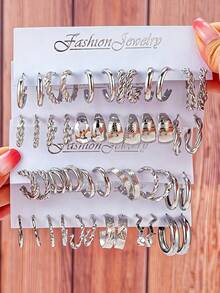 6-24 Pairs/Set European & American Style Big Hoop Pearl Earrings Set - Hoop Earrings - View 1