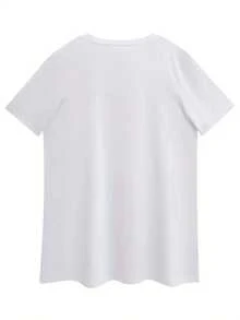 Camiseta de manga corta para mujer de poliéster, adecuada para actividades al aire libre, duradera y cómoda, con un lazo estampado rosa, esencial para atuendos de boda, ropa de vacaciones y citas, una excelente opción para el Día de la Madre, ropa casual para bares o discotecas, con tela ligera y transpirable. - Blanco - Ver 2