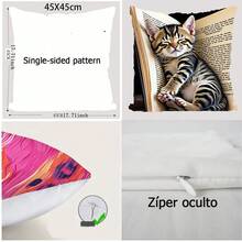1pc Pet Cat Style Throw Pillow Cover, Super Soft Short Plush Crystal Plush Square Cushion Cover, Hidden Zipper Comfortable Soft, For Room Sofa Car Bedroom, Cozy Home Decor, 45X45cm, No Filling, Single-Sided Pattern - Multicolor - View 5