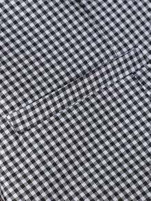 Chaleco casual de mujer con botones frontales y bolsillos, de tela tejida a cuadros, para primavera, otoño y verano - Negro - Ver 7