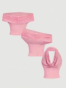 Set de 3 camisetas de tirantes versátiles para mujer en verano - Multicolor 4 - Ver 8