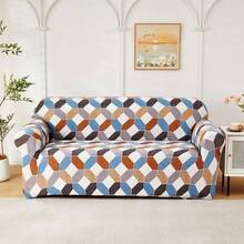 Geometric Rhombus Stretch Sofa Cover, Printed Sofa Slipcover, Durable & Wear-Resistant, All-Season Washable Sofa Protector, Pet-Friendly Sofa Cushion Cover, High Elasticity, Full Coverage, Anti-Slip, Easy Installation - Multicolor - View 22