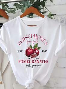 Granja de Persephone Pomegranadas Frescas Camiseta: Elige Tu Propio - Camiseta Casual de anga Corta para ujeres con Diseño de FrutaRopa diaria para chicas dulces o estudiantes ,Ropa fresca y sin sudor en verano,Traje de fiesta elegante,T-shirt para damas elegantes,Blusas adecuadas para mujeres con curva, - Blanco - Ver 7