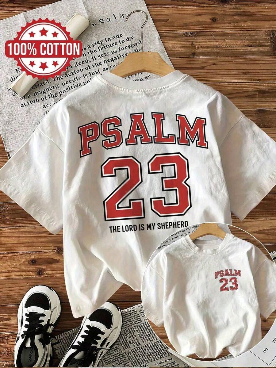 Gift Women's Christian T-Shirt In Soft Pink - Psalm 23: The Lord Is My Shepherd - Pastel Crew Neck T-Shirt - Lightweight Church Wear - Machine Washable Religious Garment, Comfortable And Casual Clothing, Simple Style - [白色的] - 查看 1