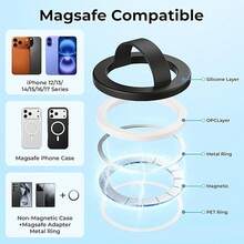1个磁性硅胶指环手机支架，适用于MagSafe，360°旋转指环，强力磁吸，柔软轻便，兼容 17/16/15/14/13/12系列，浅粉色 - 彩色 - 查看 7