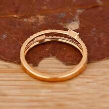 Women's Minimalist Double-Layer Cubic Zirconia Inlaid 18K Gold Plated Versatile Ring - Gold - View 3
