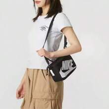 Nike Túi đeo vai, túi đeo chéo, túi xách tay mới dành cho nam và nữ. Kích thước xấp xỉ: 20*8*15cm - Đen và trắng - Xem 7