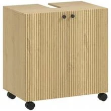 Mueble de baño con estante de 3 niveles, ruedas y acabado en madera. - Color natural - Ver 1