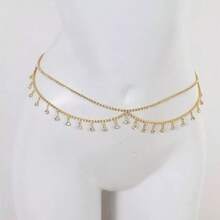 Women's Multifunctional Tassel Silver Rhinestone Waist Chain, Vintage Waist Belt, Suitable For Weddings, Daily Wear, Dates And Parties - Silver - View 2
