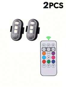 Car Interior LED Ambient Light With Remote Control, 8-Color USB Rechargeable Waterproof Anti-Collision Emergency Warning Light, Suitable For Cars, Motorcycles, Drones, Airplanes, Bicycles, Best Holiday Gift For Family And Friends, Car Accessories - A - View 16