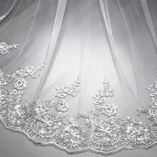 Khăn voan cô dâu màu be mới, dài 3 mét, màu đen và trắng tinh khôi, ren đính sequin lấp lánh. - Màu be - Xem 9