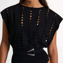 New Sexy Hollow-Out Hot Girl Style One-Piece Swimsuit With Short Skirt Set For Women - Batwing Sleeve Swimsuit - View 3