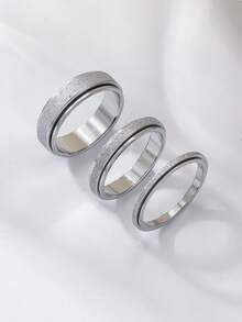 2/4/6mm Width Matte Rotatable Titanium Steel Rings - 3 Colors (Gold/Silver/Iridescent) Available, Matte Texture + Rotatable Anti-Stress Design, Anti-Fading And Hypoallergenic, Unisex Accessory Suitable For Daily Wear, Stress Relief, And Gift Giving - 3pcs - View 8