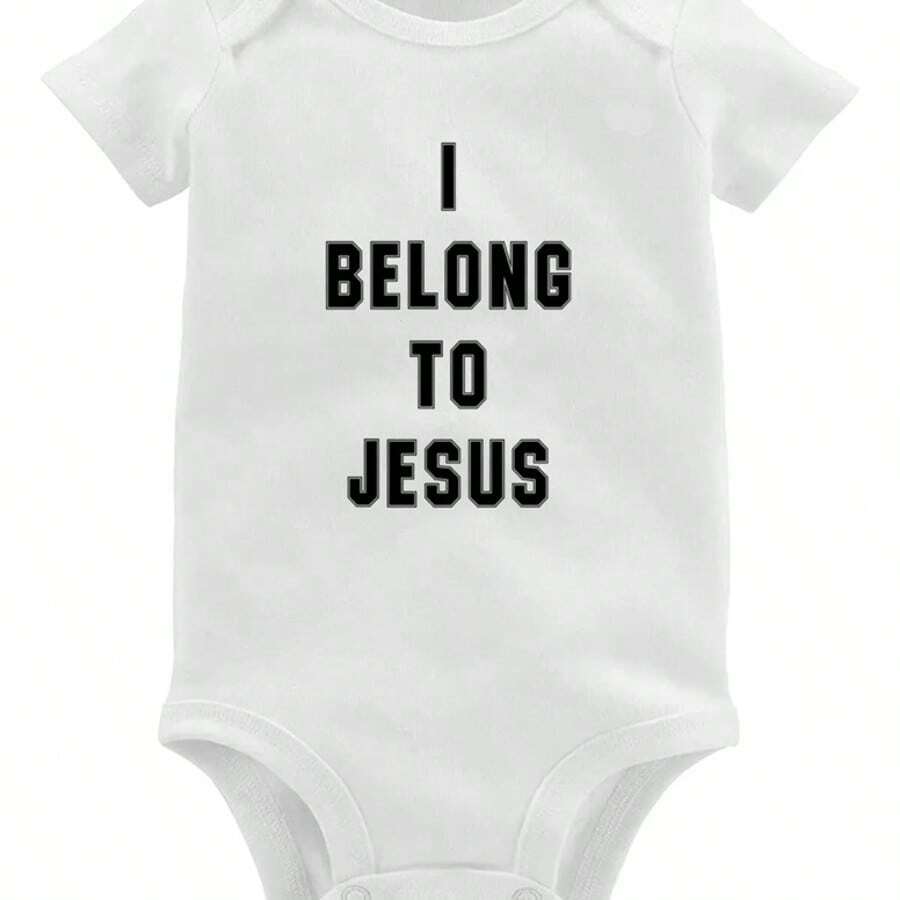 Body Bebê Manga Curta Body Bebê I Belong To Jesus Roupa - Branco - Visão 1