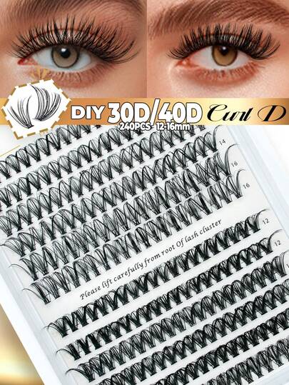 Bộ 240 sợi mi giả tự nối, mi giả dạng chùm, độ cong C/D, thích hợp cho người mới bắt đầu, kích thước 8/10/12/14/16mm, độ cong 0.07C/D, lý tưởng cho du lịch, sử dụng hàng ngày, đám cưới, hẹn hò, tiệc tùng, kỳ nghỉ và làm quà tặng. Hiệu ứng làm dài tự nhiên, tạo vẻ ngoài ấn tượng, dễ sử dụng.