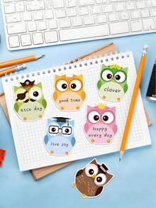 6/12pcs Owl Shaped Sticky Notes. Back To School Decorative Stickers. Multi-Color Practical Memo Pads. Suitable For Planning And Recording Schedules. Applicable For School, Office, Home, Back To School Theme Party Gifts And Other Occasions. - Owl - View 3