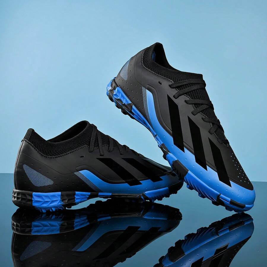 Men's Supportive Soccer Shoes, Unisex Soccer Shoes, Reinforced Ankle Protection, Stable Grip, Suitable For Outdoor Training, Injury Prevention, Professional Competitions, Adult Shoes - Black - View 1