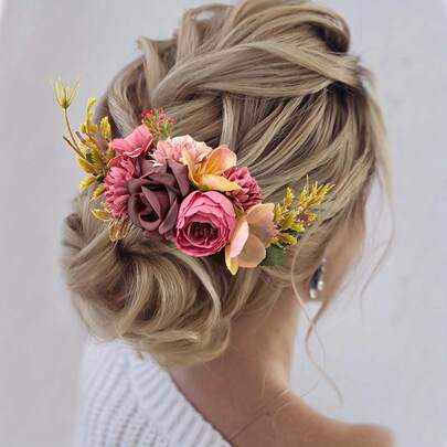 Lược cài tóc hoa hồng trắng, phụ kiện tóc phong cách Bohemian phù hợp cho đám cưới, trang trí tóc cô dâu với hoa hồng và hoa mẫu đơn nhân tạo, lược cài tóc cho tiệc tùng, dạ hội, chụp ảnh dành cho nữ.