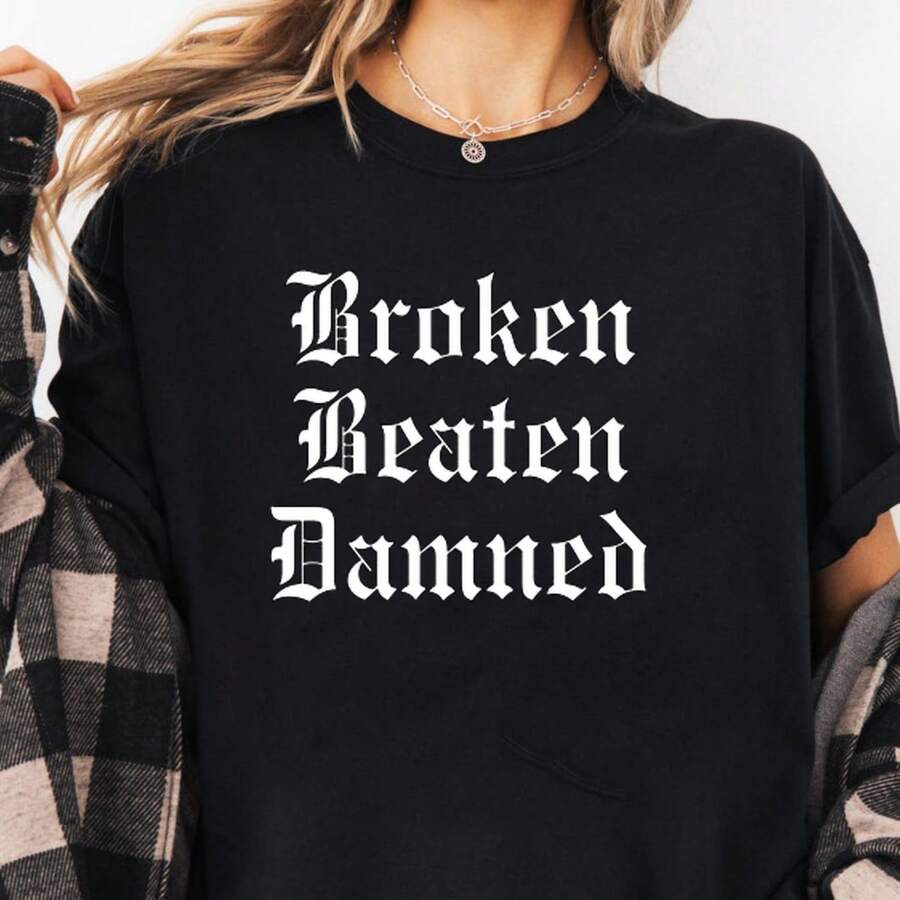 Broken Beaten Diamond White T-Shirt 220g. Men's AL1Godn Foundation, 220g Of Pure Comfort. Created For Every Human Being, Whether Woman Or Man. Consistent, High-Quality Fabric, Ready For Any Size, Soft To The Touch But Designed To Hold Up. Breathable Outerwear For Women, Autumn Sets, Holiday Outfits, New Year's Costumes For Her. - 黑色 - 查看 1