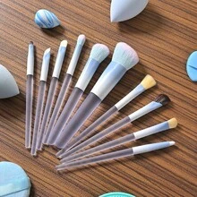 10 件套化妆刷套装，包括眼影刷、腮红刷、晕染刷和轮廓刷，便携式轮廓刷套装，高品质长柄化妆刷套装，适用于粉底、腮红、眼影和散粉，多功能化妆工具，多种颜色可选，适合初学者和专业化妆师。 - 水晶手把化妝刷套裝 - 查看 8