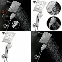 DreamSpa 9-Inch Rainfall Shower Head/ Handheld Combo with Multi-setting Push Button Flow Control - Plateado - Ver 1
