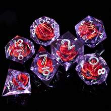1 Set Of 7 Dice, Includes Eyeball Resin Polyhedral Dice, Suitable For Role-Playing Games And Tabletop Games, D&D Dice, Suitable For Tabletop Games, Thanksgiving And Christmas Gifts - Red - View 3