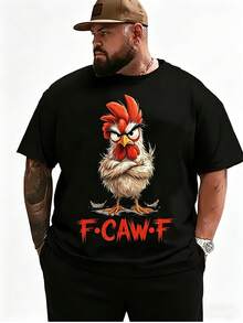 Camiseta divertida para hombre y mujer con diseño de pollo F-Caw-F - Camiseta retro holgada de manga corta 100% con gallo enojado y eslogan FCAWF, ideal para amantes de la avicultura como un regalo casual y humorístico, para usar en todas las estaciones, talla grande - Negro - Ver 6