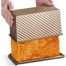 Teglia per Pane Dorata con Coperchio, Antiaderente, Resistente, Teglia per Toast con Coperchio, Teglia da Forno per Pane, Torte Fatte in Casa, Arrosti - 1 - Visualizzare 4