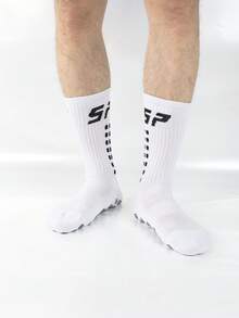 4 Pairs Men's Football/Basketball Socks With Anti-Slip Grip Pads, Sports Socks With Traction - Multicolor - View 7