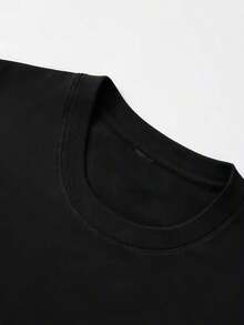 Altamente recomendado. Estilo sencillo. Es un hermoso día para dejarme en paz. Camiseta de manga corta para mujer con estampado de la letra S, cuello redondo regular, fácil de combinar. - Negro - Ver 2