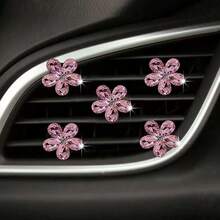 5 piezas de decoración de flor de cristal artificial con clip para rejilla de ventilación del coche, accesorios de decoración floral para el interior del automóvil - Flor de pinza para el cabello de cristal - Ver 4