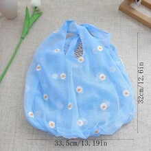 1 chiếc túi tote du lịch chống bám bẩn đa năng họa tiết hoa cúc xanh, nhẹ, in hình hoa cúc xanh. - Nhiều màu - Xem 3