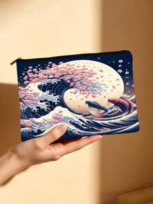 Túi đựng mỹ phẩm in hình cá Koi và hoa anh đào Nhật Bản, túi đựng đồ vệ sinh cá nhân hai mặt, túi đựng đồ trang điểm theo phong cách Ukiyo-E truyền thống, vật dụng cần thiết khi đi du lịch, món quà hoàn hảo cho người yêu nghệ thuật Nhật Bản. - Nhiều màu - Xem 14