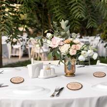 200pcs Wedding Favors Included 100 Tree Bark Cork Coasters And 100 White Organza Bags For Guests Cork Coasters Bulk Thank You For Celebrating With Us Party Decoration Wood Coaster Rustic Wedding Gift Bridal Shower Party Favors(Tree Bark) - 200pcs - View 3