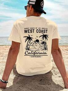 Men's GRDR Fashion Print Loose Fit Short Sleeve T-Shirt | Exquisite Design | Summer Essential | Easy To Match, Showcasing Your Style | Women's Casual Graphic Print T-Shirt, Short Sleeve Crew Neck Loose Fit For Everyday Summer Wear - 杏 - 查看 12