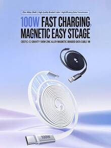 REMAX CB57 Gravity 100W Zinc Alloy Magnetic Braided Data Cable For Easy Storage: 100W High-Power Output, Efficient Charging, Magnetic Design For Easy Storage After Use, Drop-Resistant And Wear-Resistant, Widely Compatible. - Multicolor - View 1