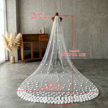 1pc Handmade 3D Floral Cathedral Veil Bridal Headpiece With Comb, Suitable For Wedding, Window Display, Beach Wedding Photography Props - Multicolor - View 10
