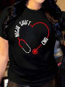 Camiseta Casual para Mujer, para Trabajadores de Turno Nocturno, Enfermeras, Asistentes de Enfermería, Cuello Redondo, Manga Corta, Cómoda para Uso Diario, Playeras de Mujer - Blanco - Ver 6
