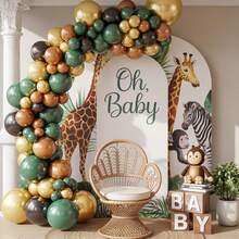 56 piezas/Globos negros, verdes y marrones, Globos negros, verdes, marrones y dorados de 10 pulgadas, Globos metálicos dorados para fiesta de cumpleaños con tema de camuflaje, camping, selva y decoraciones de fiesta - Colocar - Ver 4