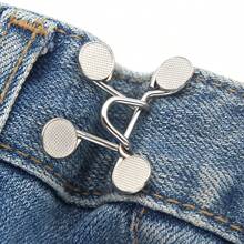 2pcs No-Sew Adjustable Jeans Buttons - Reusable, Invisible Waistband Tightener For Pants & Clothes, Durable Metal - Black Pearl 2-piece Set - View 4