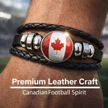 2PCS World Cup American Flag Bracelet USA Bracelets Patriotic World Cup Soccer Bracelets For Men Women Soccer Bracelets PU Leather Braided Rope Bracelet World Cup Soccer Party Favors - Canada - View 4
