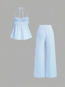 Sweetro Conjunto de dos piezas para mujer para uso diario - Celeste - Ver 2