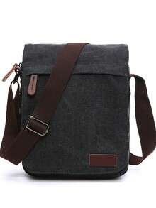 1pc Vintage Canvas Messenger Bag, Expandable Shoulder Crossbody Bag With Adjustable Strap, Multiple Colors Available - Multicolor - View 17