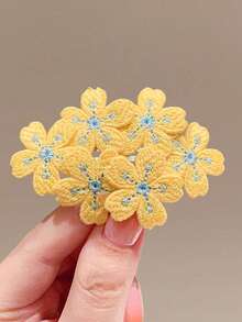 5pcs Embroidered Flower Hair Clips, Suitable For Teenagers, Side Bangs Clips, Sweet And Exquisite Hair Accessories, Luxurious Japanese-Style Hair Decorations - Multicolor - View 7